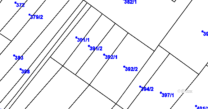 Parcela st. 392/1 v KÚ Podolí nad Olšavou, Katastrální mapa