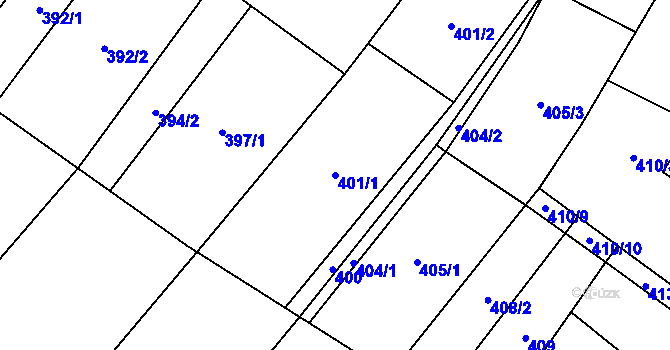 Parcela st. 401/1 v KÚ Podolí nad Olšavou, Katastrální mapa