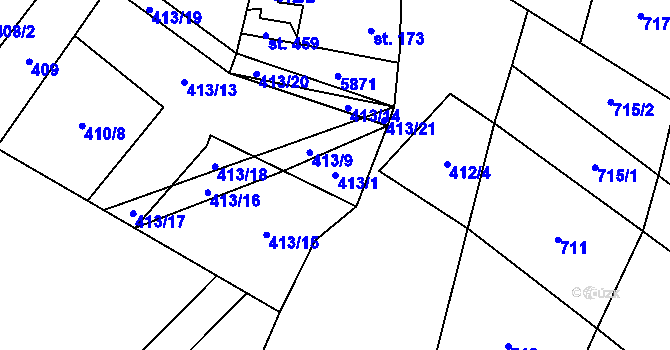 Parcela st. 413/1 v KÚ Podolí nad Olšavou, Katastrální mapa