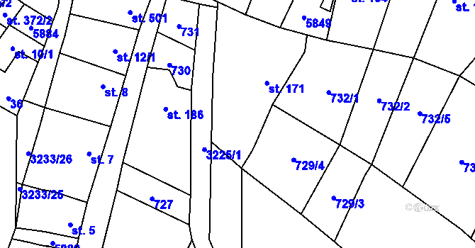 Parcela st. 729/5 v KÚ Podolí nad Olšavou, Katastrální mapa