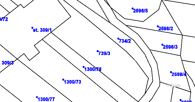Parcela st. 739/3 v KÚ Podolí nad Olšavou, Katastrální mapa