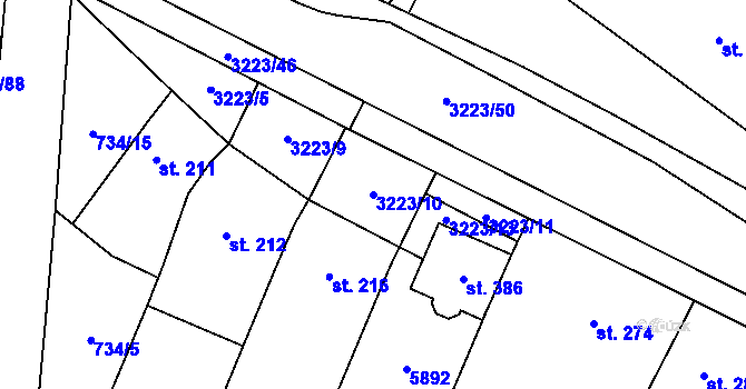 Parcela st. 3223/10 v KÚ Podolí nad Olšavou, Katastrální mapa