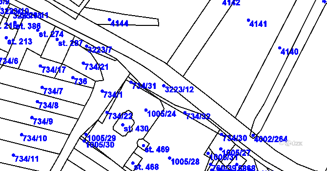 Parcela st. 3223/12 v KÚ Podolí nad Olšavou, Katastrální mapa