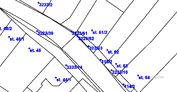 Parcela st. 3233/3 v KÚ Podolí nad Olšavou, Katastrální mapa
