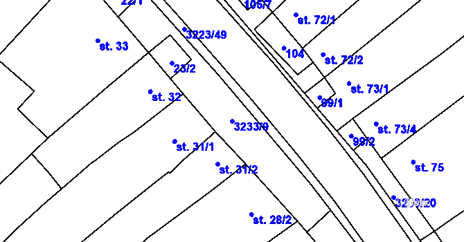 Parcela st. 3233/9 v KÚ Podolí nad Olšavou, Katastrální mapa