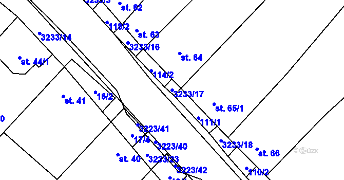 Parcela st. 3233/17 v KÚ Podolí nad Olšavou, Katastrální mapa