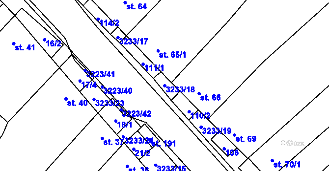 Parcela st. 3233/18 v KÚ Podolí nad Olšavou, Katastrální mapa