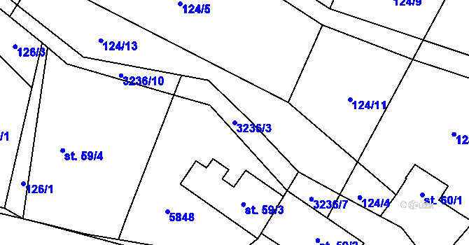 Parcela st. 3236/3 v KÚ Podolí nad Olšavou, Katastrální mapa