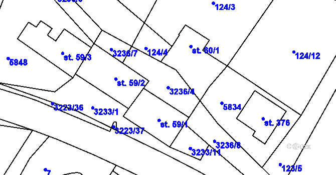 Parcela st. 3236/4 v KÚ Podolí nad Olšavou, Katastrální mapa