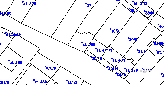 Parcela st. 388 v KÚ Podolí nad Olšavou, Katastrální mapa