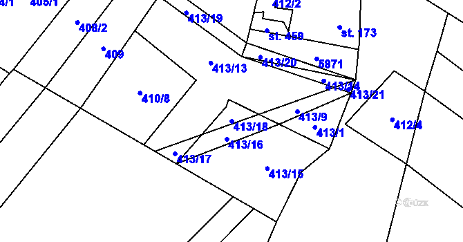 Parcela st. 413/18 v KÚ Podolí nad Olšavou, Katastrální mapa