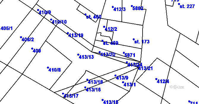 Parcela st. 413/20 v KÚ Podolí nad Olšavou, Katastrální mapa