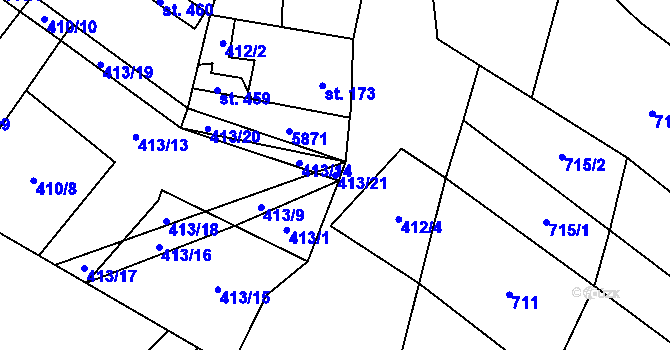 Parcela st. 413/21 v KÚ Podolí nad Olšavou, Katastrální mapa
