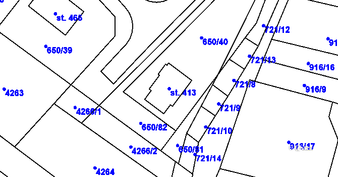 Parcela st. 413 v KÚ Podolí nad Olšavou, Katastrální mapa