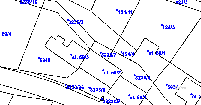 Parcela st. 3236/7 v KÚ Podolí nad Olšavou, Katastrální mapa