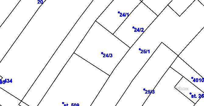Parcela st. 24/3 v KÚ Podolí nad Olšavou, Katastrální mapa
