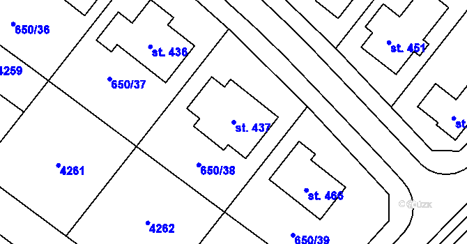 Parcela st. 437 v KÚ Podolí nad Olšavou, Katastrální mapa