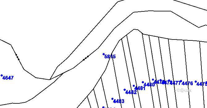 Parcela st. 5815 v KÚ Podolí nad Olšavou, Katastrální mapa