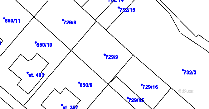 Parcela st. 729/9 v KÚ Podolí nad Olšavou, Katastrální mapa