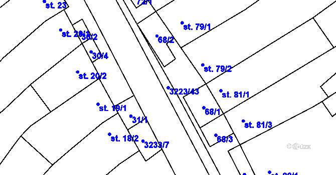 Parcela st. 3223/43 v KÚ Podolí nad Olšavou, Katastrální mapa