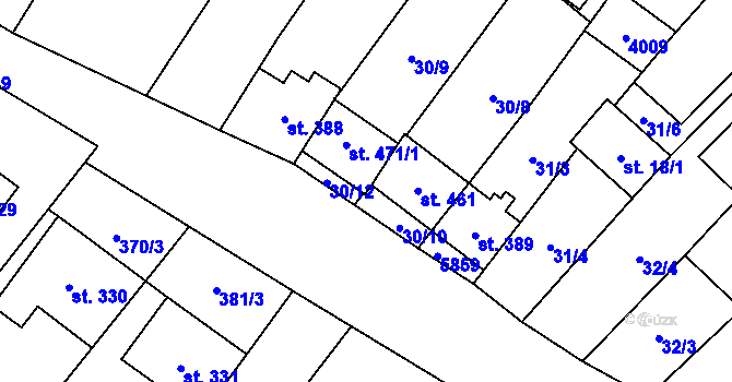 Parcela st. 30/13 v KÚ Podolí nad Olšavou, Katastrální mapa
