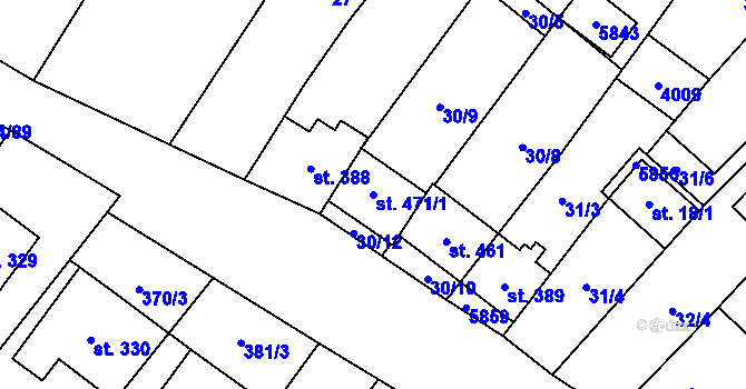 Parcela st. 471/1 v KÚ Podolí nad Olšavou, Katastrální mapa