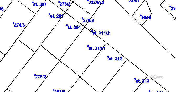 Parcela st. 311/1 v KÚ Podolí nad Olšavou, Katastrální mapa