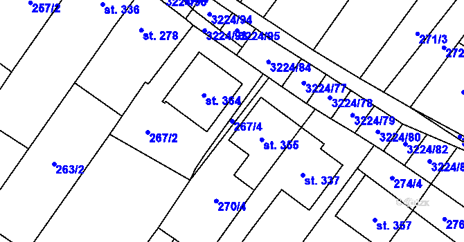 Parcela st. 267/4 v KÚ Podolí nad Olšavou, Katastrální mapa