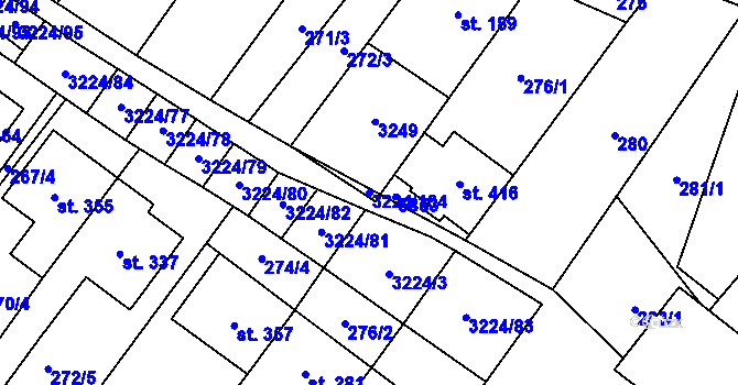 Parcela st. 3224/104 v KÚ Podolí nad Olšavou, Katastrální mapa