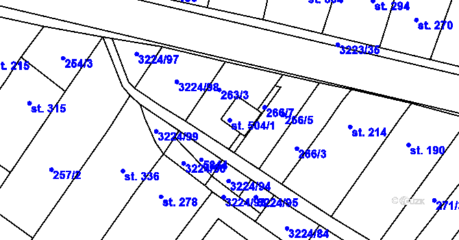 Parcela st. 504/1 v KÚ Podolí nad Olšavou, Katastrální mapa