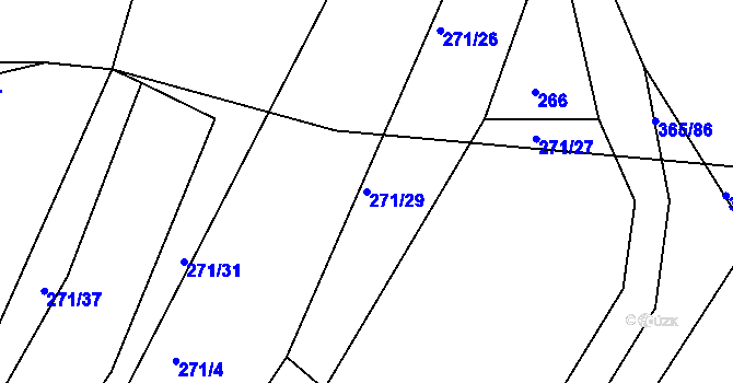 Parcela st. 271/29 v KÚ Podolí nad Bobrůvkou, Katastrální mapa