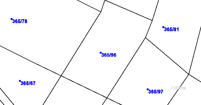 Parcela st. 365/96 v KÚ Podolí nad Bobrůvkou, Katastrální mapa