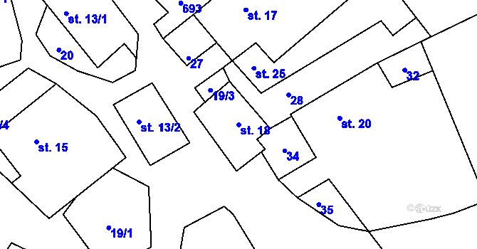 Parcela st. 18 v KÚ Podolí nad Bobrůvkou, Katastrální mapa