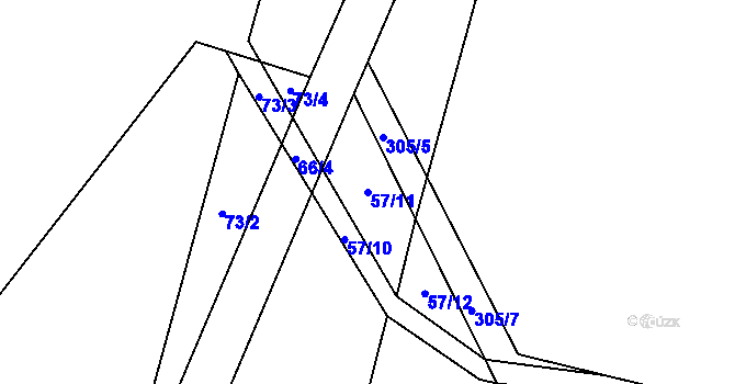 Parcela st. 57/11 v KÚ Obectov, Katastrální mapa