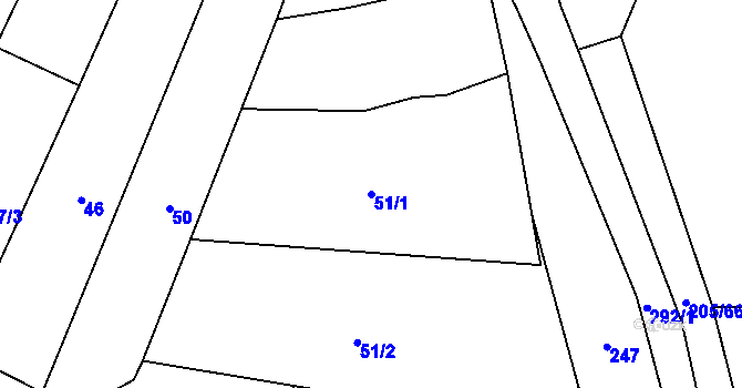 Parcela st. 51/1 v KÚ Obectov, Katastrální mapa