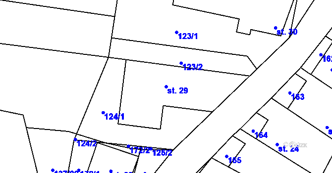 Parcela st. 29 v KÚ Olešnice u Bouzova, Katastrální mapa