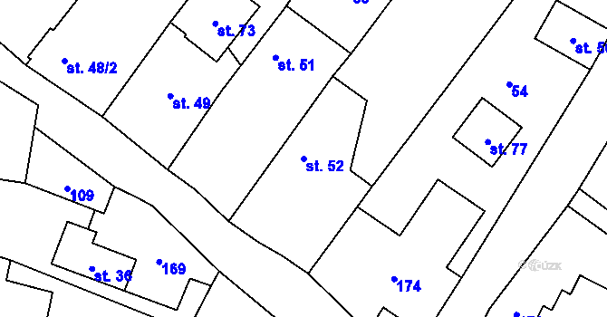 Parcela st. 52 v KÚ Olešnice u Bouzova, Katastrální mapa