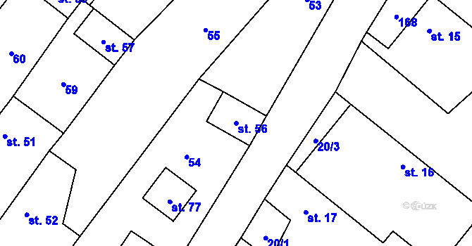 Parcela st. 56 v KÚ Olešnice u Bouzova, Katastrální mapa