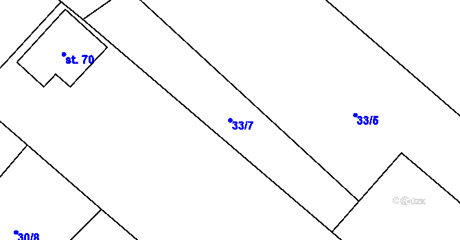 Parcela st. 33/7 v KÚ Olešnice u Bouzova, Katastrální mapa