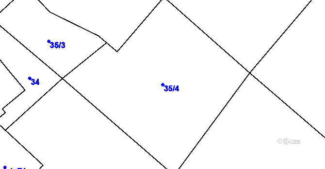 Parcela st. 35/4 v KÚ Olešnice u Bouzova, Katastrální mapa