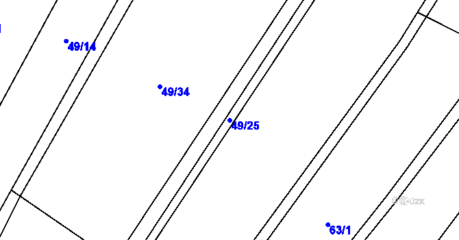 Parcela st. 49/25 v KÚ Olešnice u Bouzova, Katastrální mapa