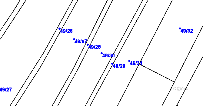 Parcela st. 49/30 v KÚ Olešnice u Bouzova, Katastrální mapa