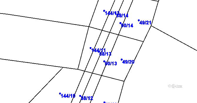 Parcela st. 88/13 v KÚ Olešnice u Bouzova, Katastrální mapa