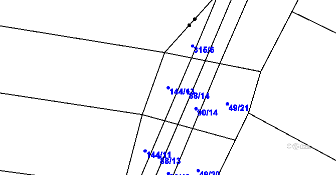 Parcela st. 144/13 v KÚ Olešnice u Bouzova, Katastrální mapa