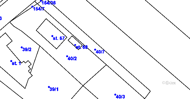 Parcela st. 40/7 v KÚ Olešnice u Bouzova, Katastrální mapa