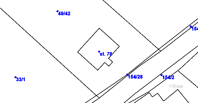 Parcela st. 78 v KÚ Olešnice u Bouzova, Katastrální mapa