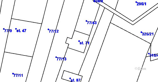Parcela st. 71 v KÚ Podolí u Bouzova, Katastrální mapa