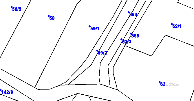 Parcela st. 59/2 v KÚ Podolí u Bouzova, Katastrální mapa