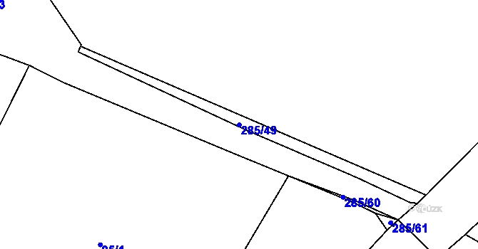 Parcela st. 285/49 v KÚ Podolí u Bouzova, Katastrální mapa