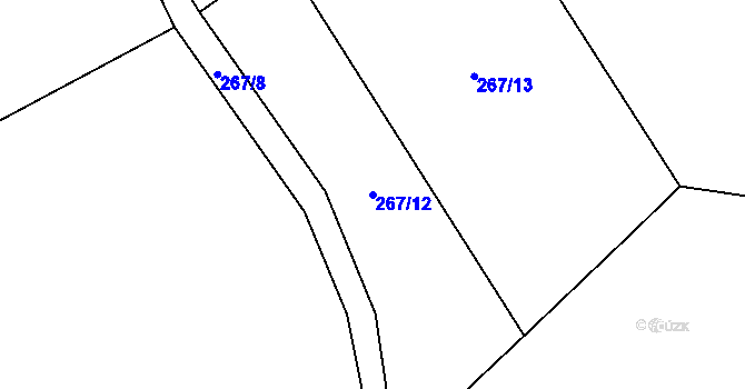Parcela st. 267/12 v KÚ Podolí u Bouzova, Katastrální mapa